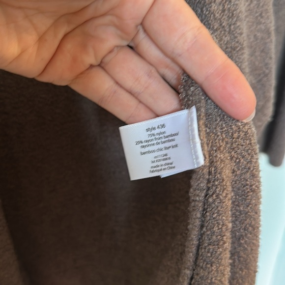 Barefoot Dreams Bamboo Chic Lite Drape Front Wrap Cardigan Cocoa Large/XL - Picture 4 of 5